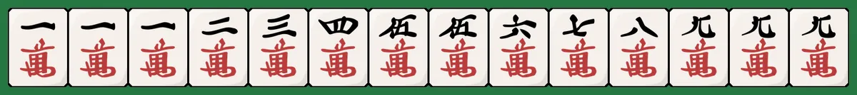 九蓮宝燈の手牌例